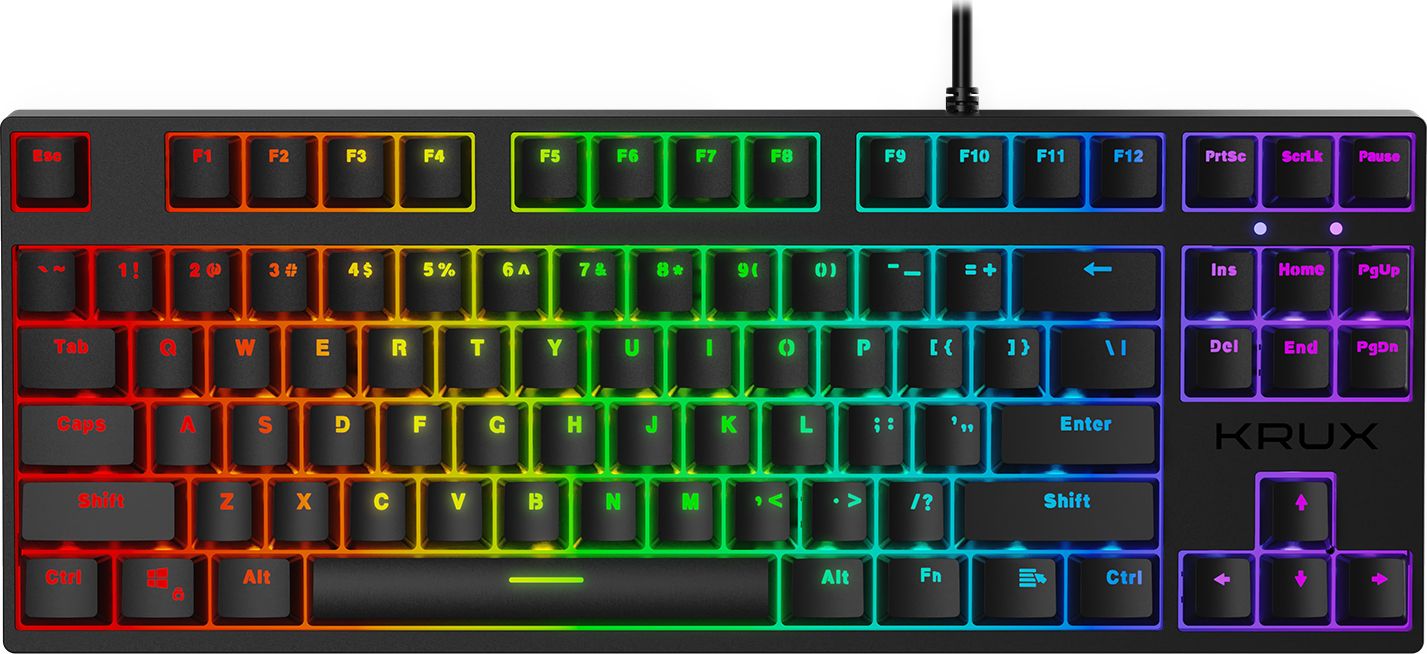 Tastierë mekanike Krux ATAX PRO RGB TKL, Outemu Brown, US, e zezë