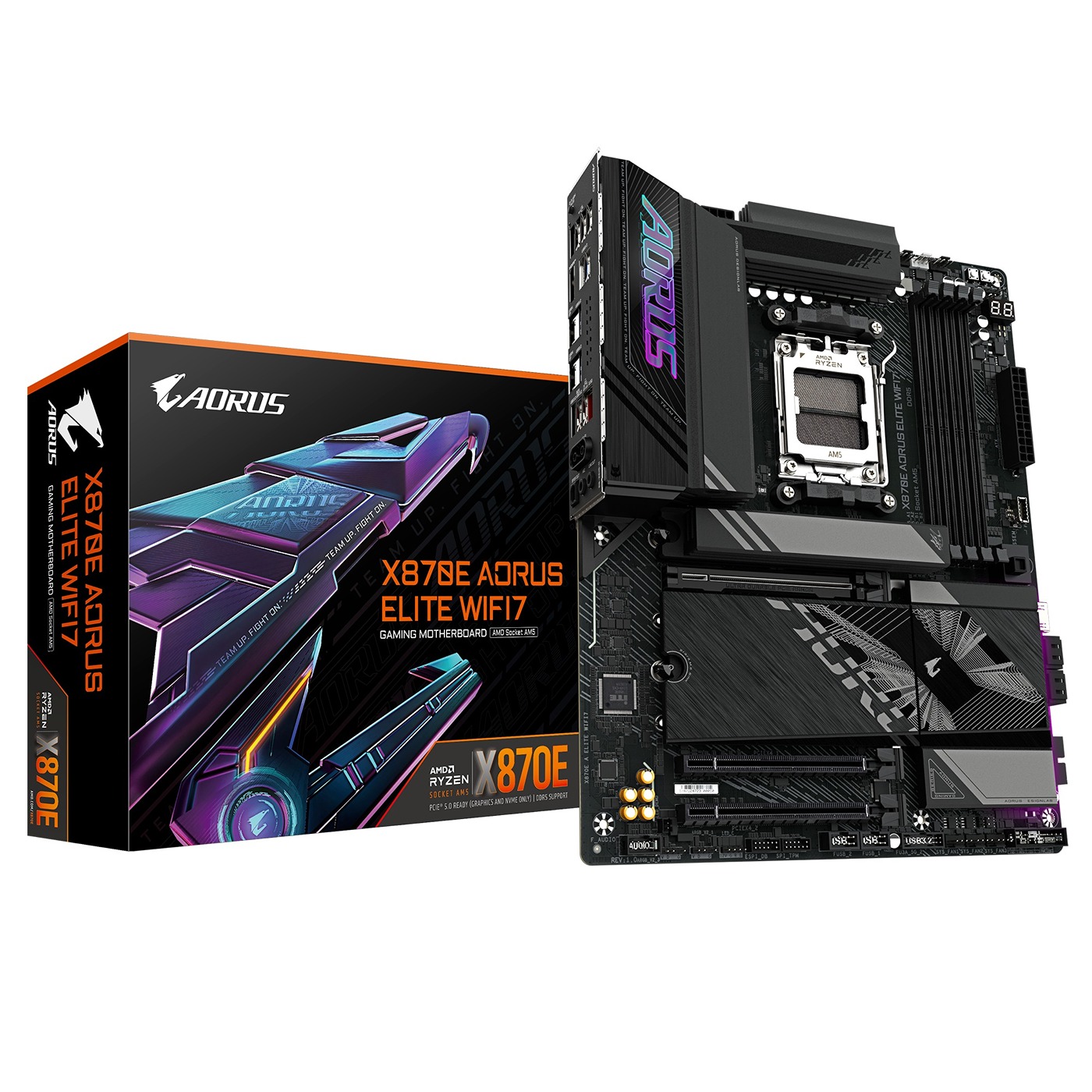 Pllakë amë Gigabyte X870E AORUS ELITE WIFI 7, ATX, AM5, DDR5 8000 MHz, e zezë