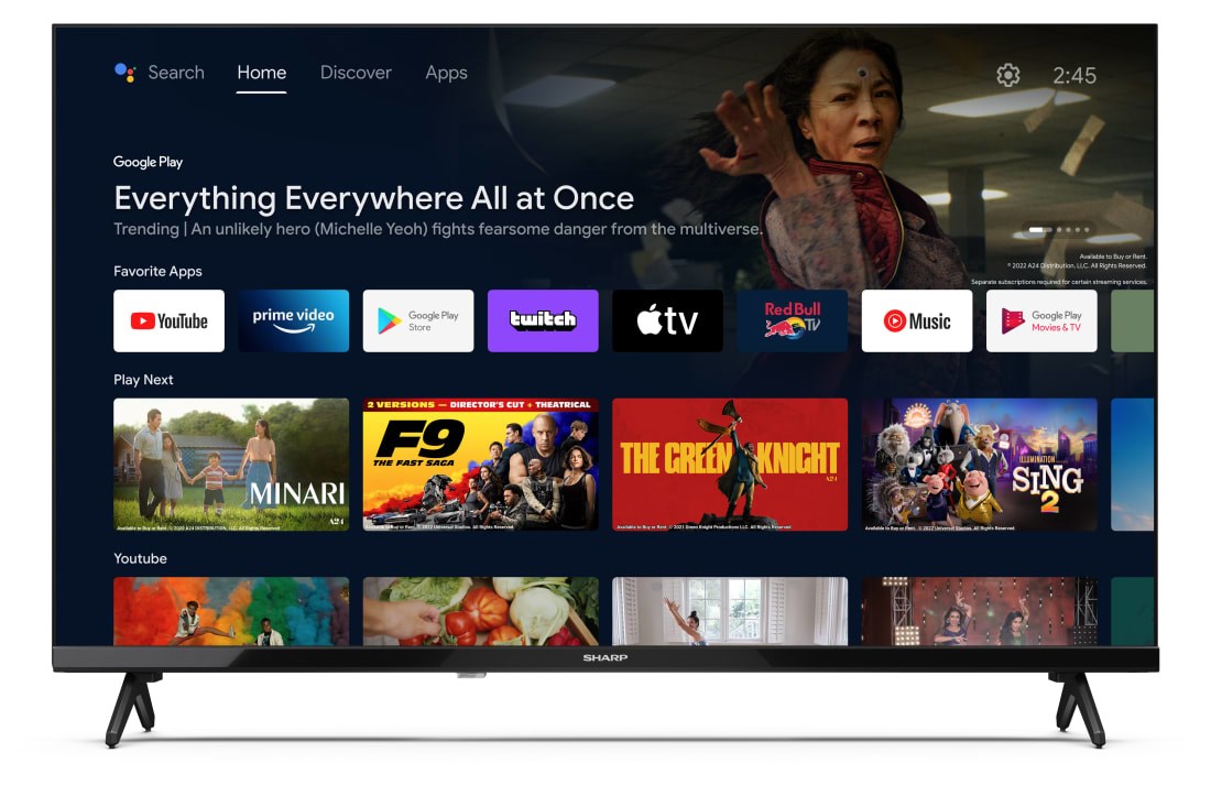 Televizor Sharp 32FH2EA, 32", HD Android, e zezë