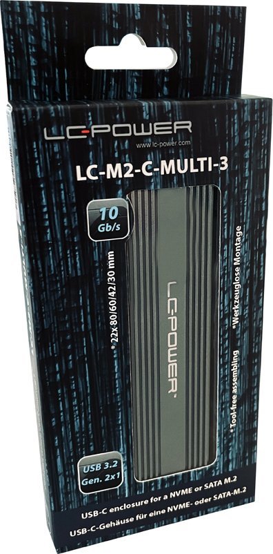 Kuti eksterne për SSD M.2 LC-Power LC-M2-C-MULTI-3, NVMe dhe SATA, antracit