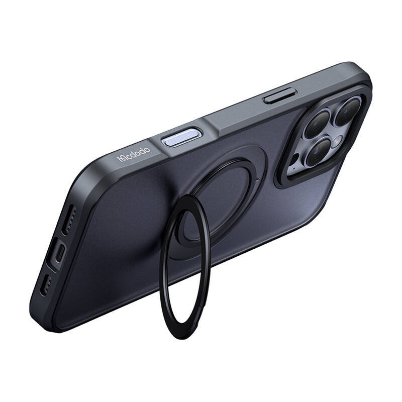 Mbulesë telefoni Mcdodo PC-4932 për iPhone 16 Pro, MagSafe, me këmbë mbajtëse, e zezë