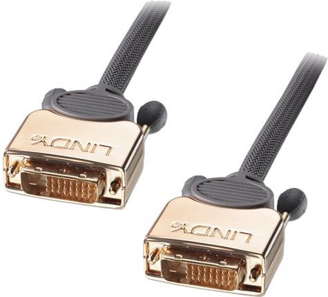 Kabllo DVI-D Lindy Dual Link 37140, 0.5m, kontakte të arta, e zezë