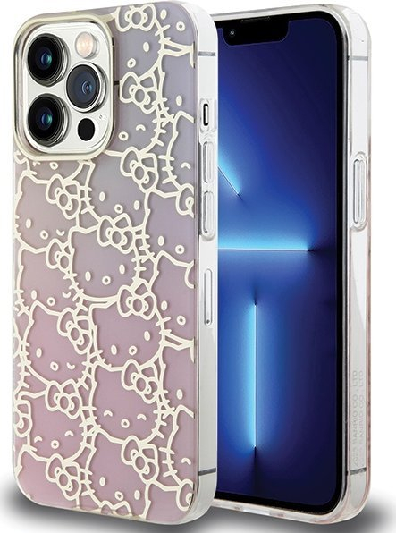 Kapak telefoni Hello Kitty IML Gradient Crowded Kitty Head për iPhone 14 Pro, TPU, rozë me blu