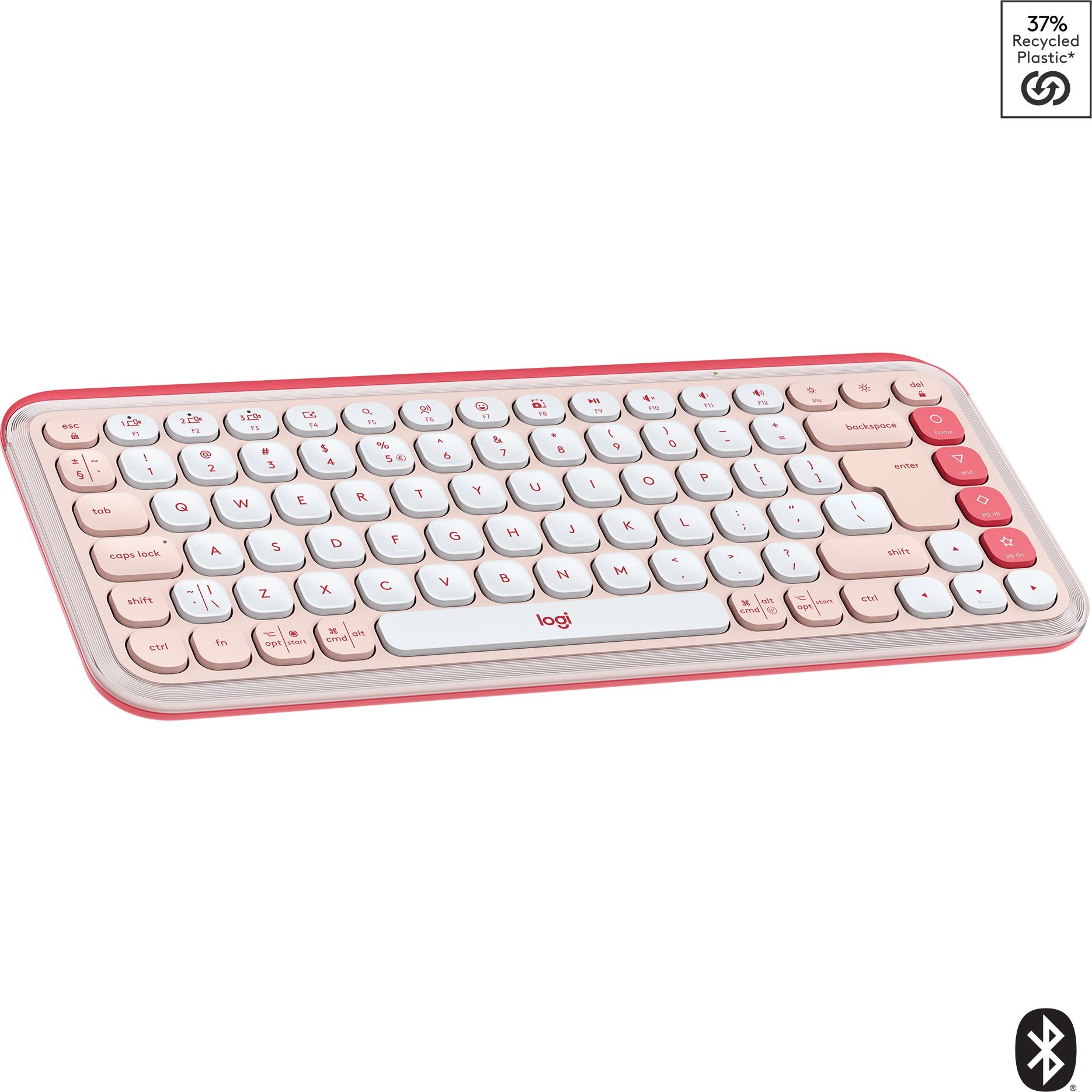 Tastierë Logitech POP Keys, Bluetooth, Wireless, rozë dhe e bardhë