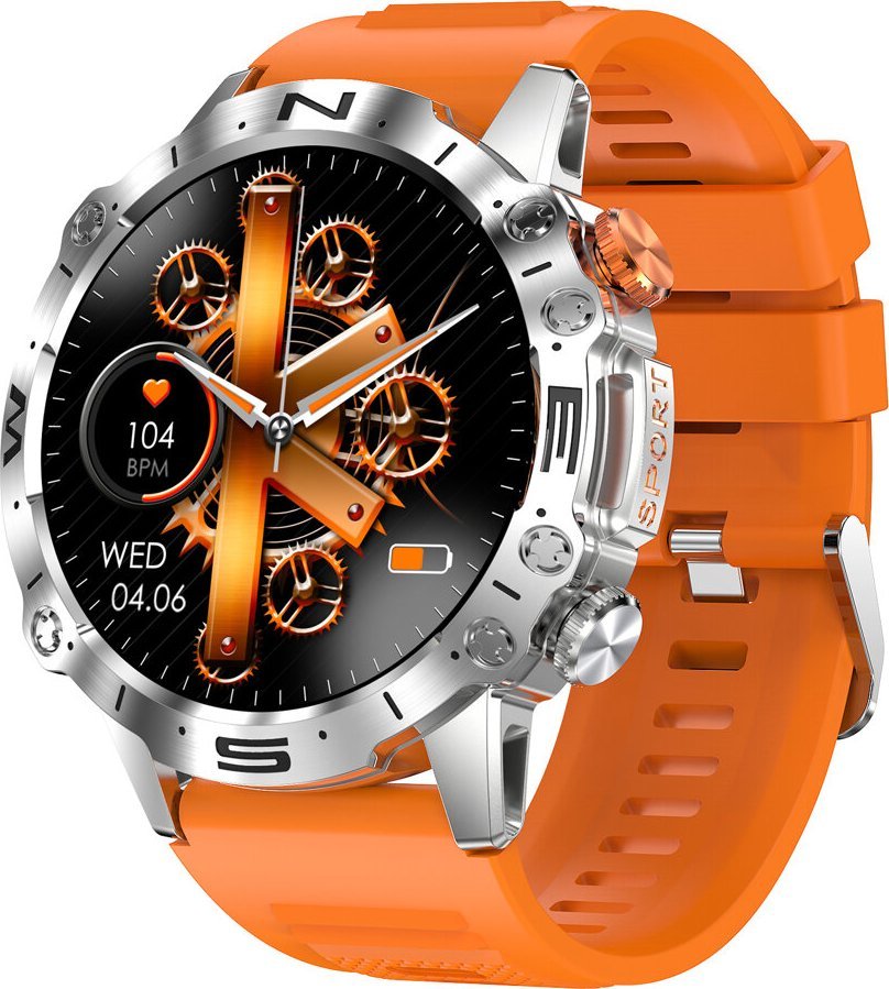Smartwatch Mski Gravity GT20 4, ekran 1.43" AMOLED, thirrje Bluetooth, argjendtë