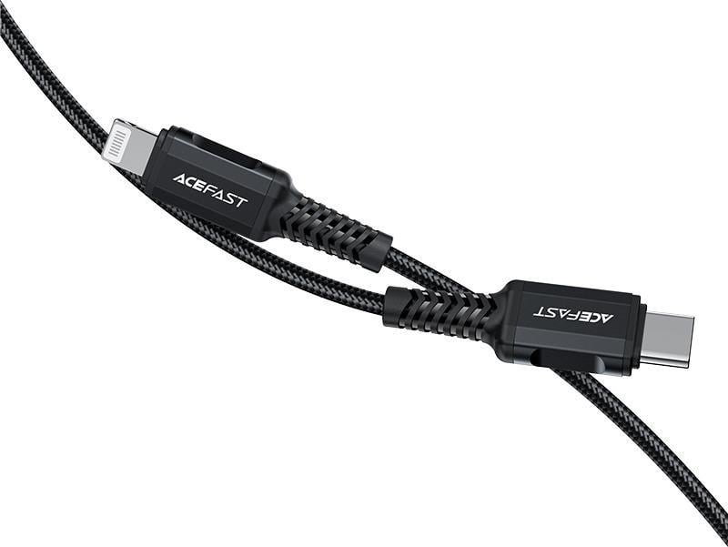 Kabllo USB Acefast USB C në Lightning, 1.8 m, 30W, e zezë