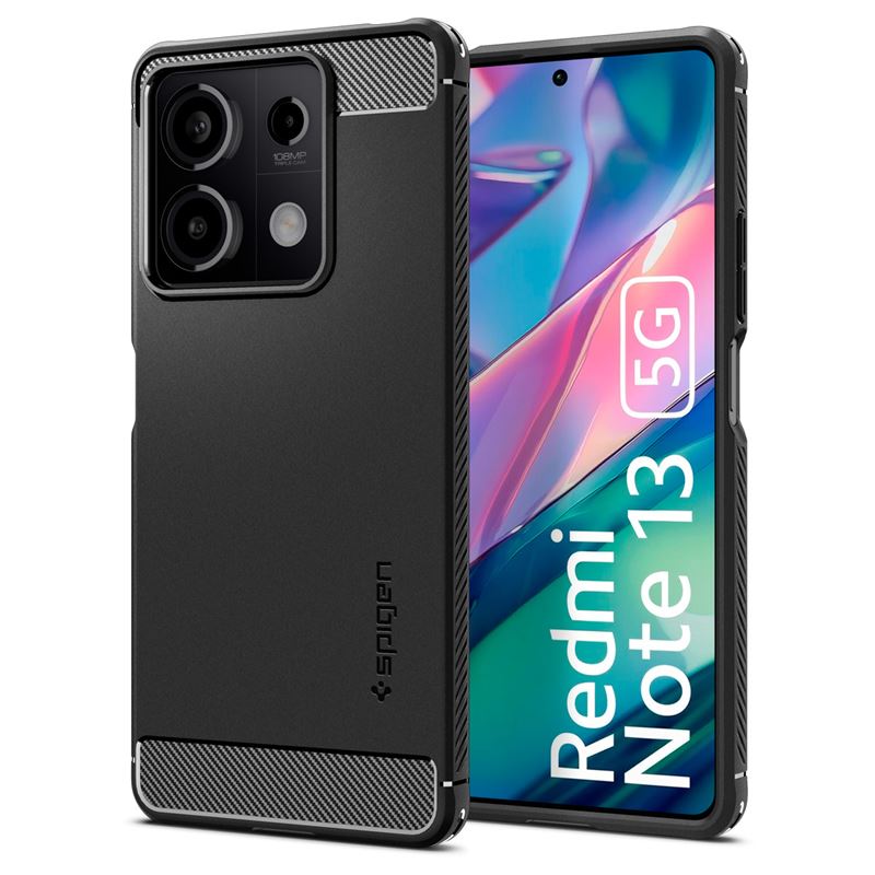 Mbështjellëse për Xiaomi Redmi Note 13 5G Spigen Rugged Armor, e zezë