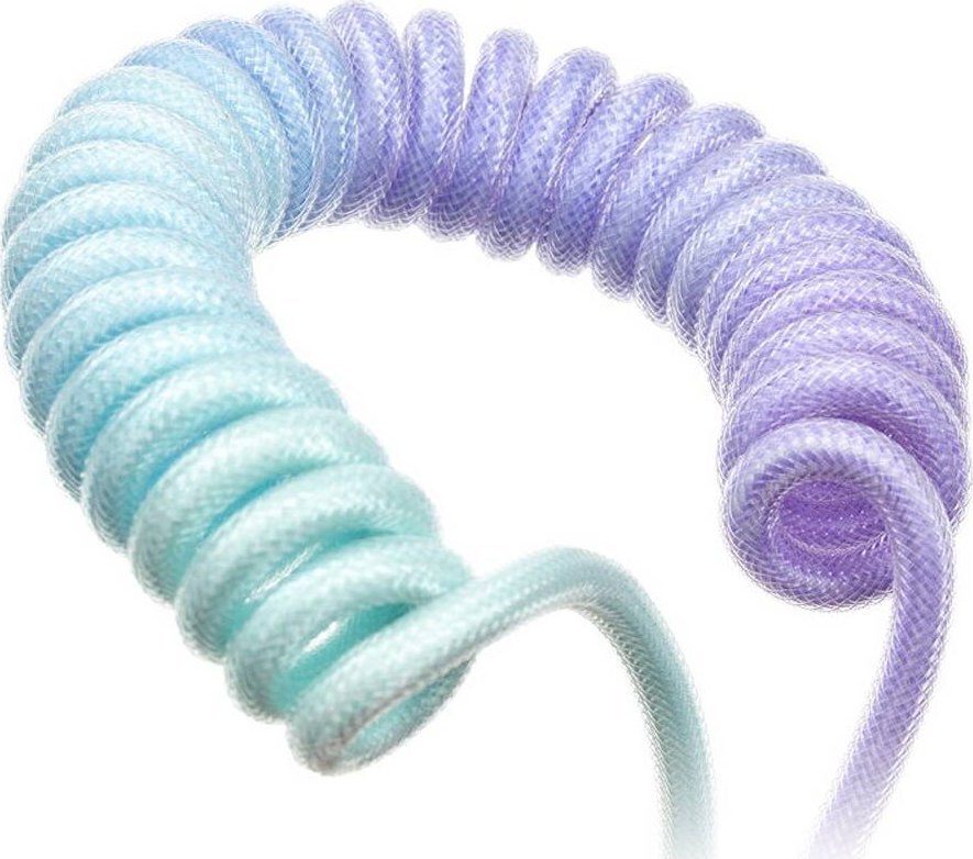 Kabllo spirale për tastierë Ducky Coiled Cable V2 Azure, USB A në USB C, 5 pin aviation, shumëngjyrëshe