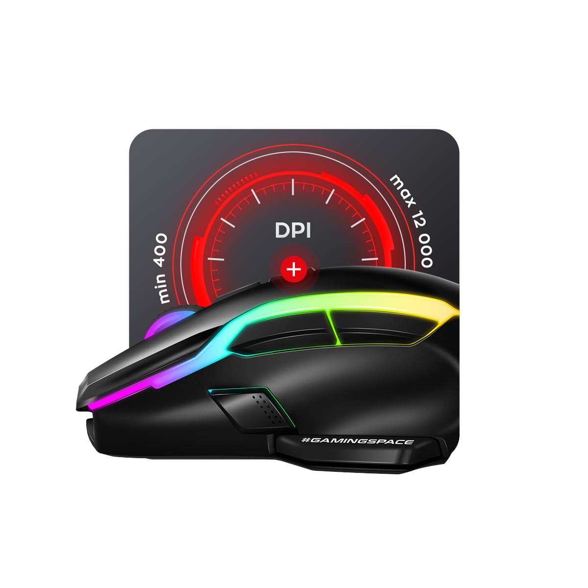 Maus gaming Huzaro HZ-SHOT 3.0, 9D 12000DPI, RGB, i zi