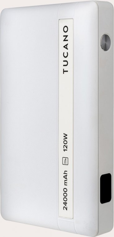 Powerbank Tucano 24000mAh, 120W, 2x USB C 1x USB A, i bardhë