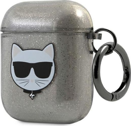 Mbulesë mbrojtëse për kufje Karl Lagerfeld KLA2UCHGK Glitter Choupette, për AirPods 1 dhe 2, gri