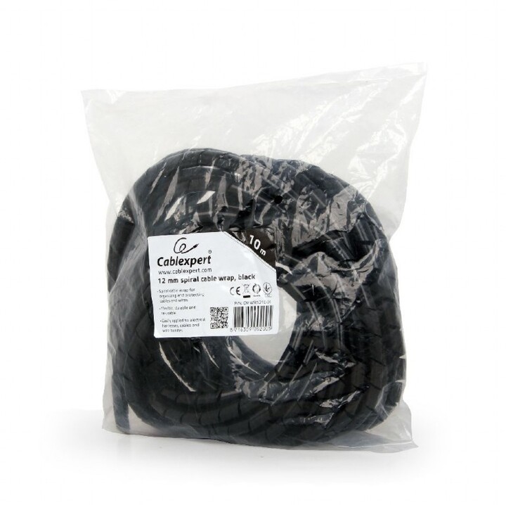 Spirale tensionuese për kabllot Cablexpert, 12mm, 10 m, e zezë