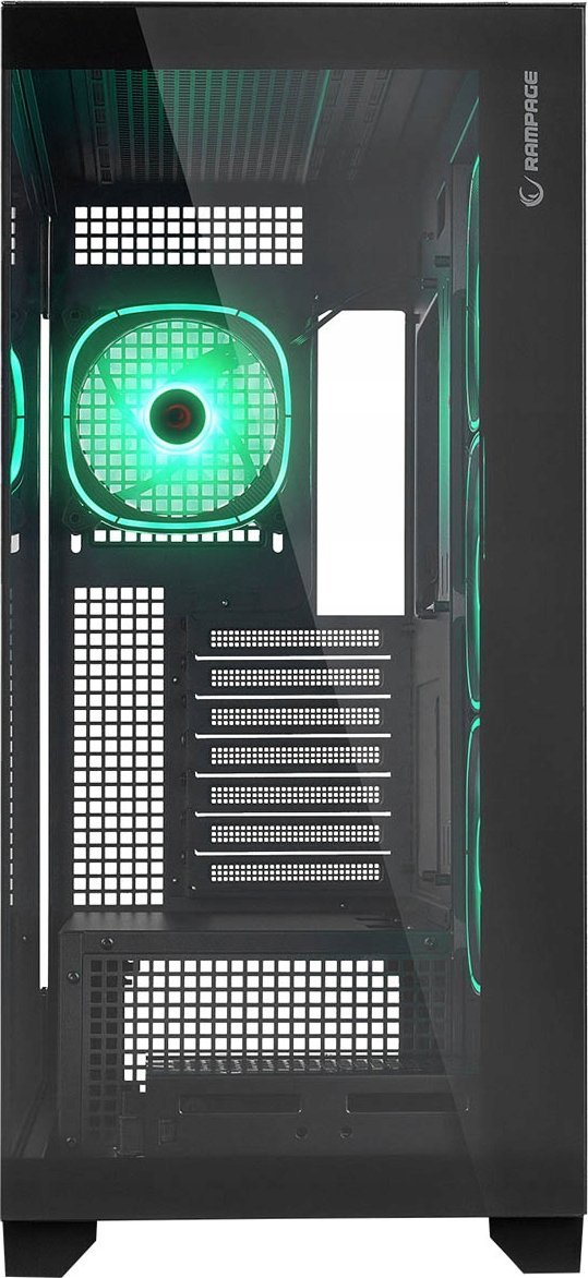 Куќиште за компјутер Rampage Hydra V1, ARGB центар за вентилатори, 4x USB C USB A, црно