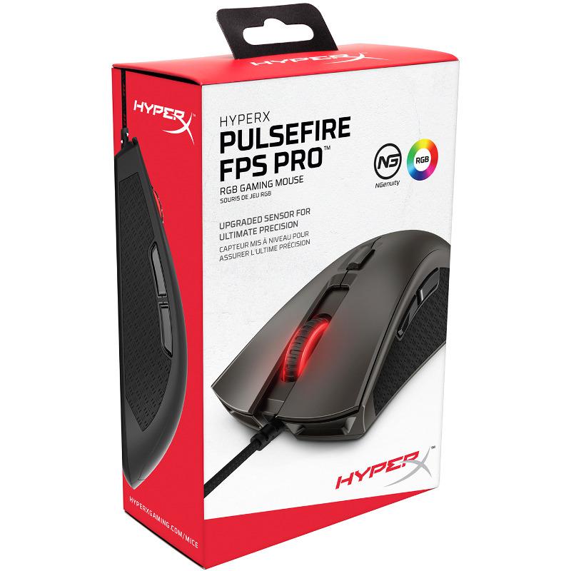 Maus gaming HyperX Pulsefire FPS Pro, 16000 DPI, RGB, gri metalik