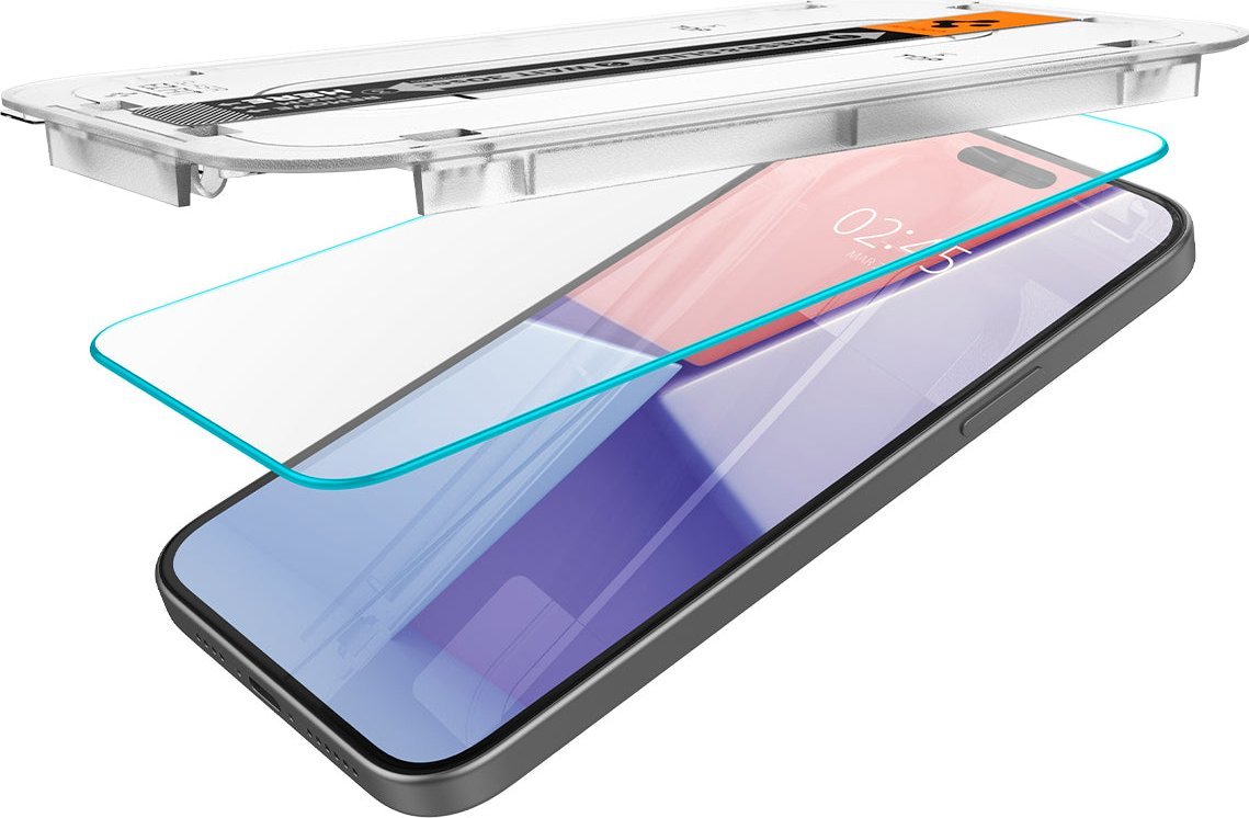 Заштитно стакло Spigen Glass tR EZ Fit, 2 парчиња, за iPhone 15, проѕирно