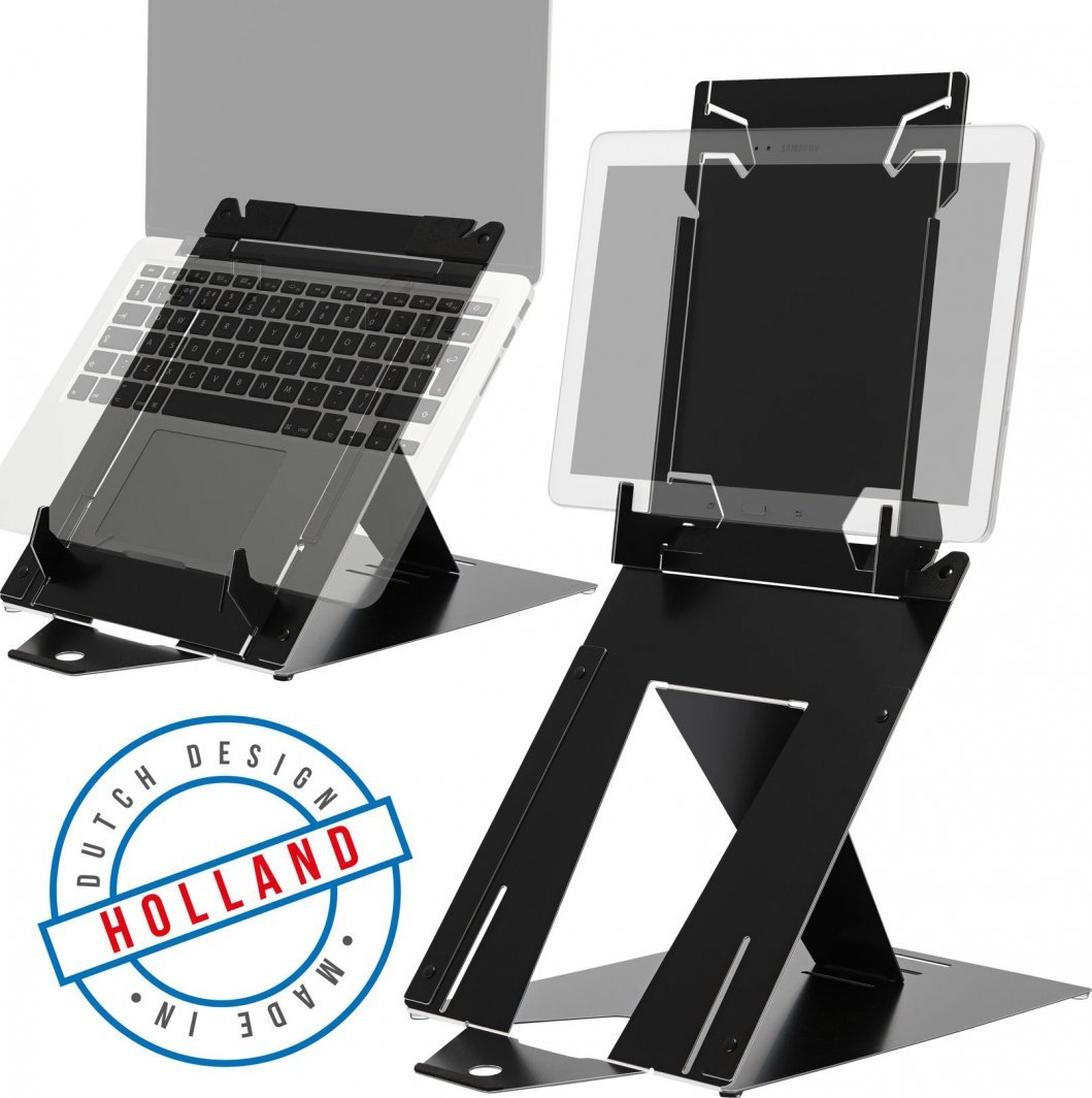 Mbajtëse laptopi dhe tableti R-Go Tools Stand, alumini, e zezë