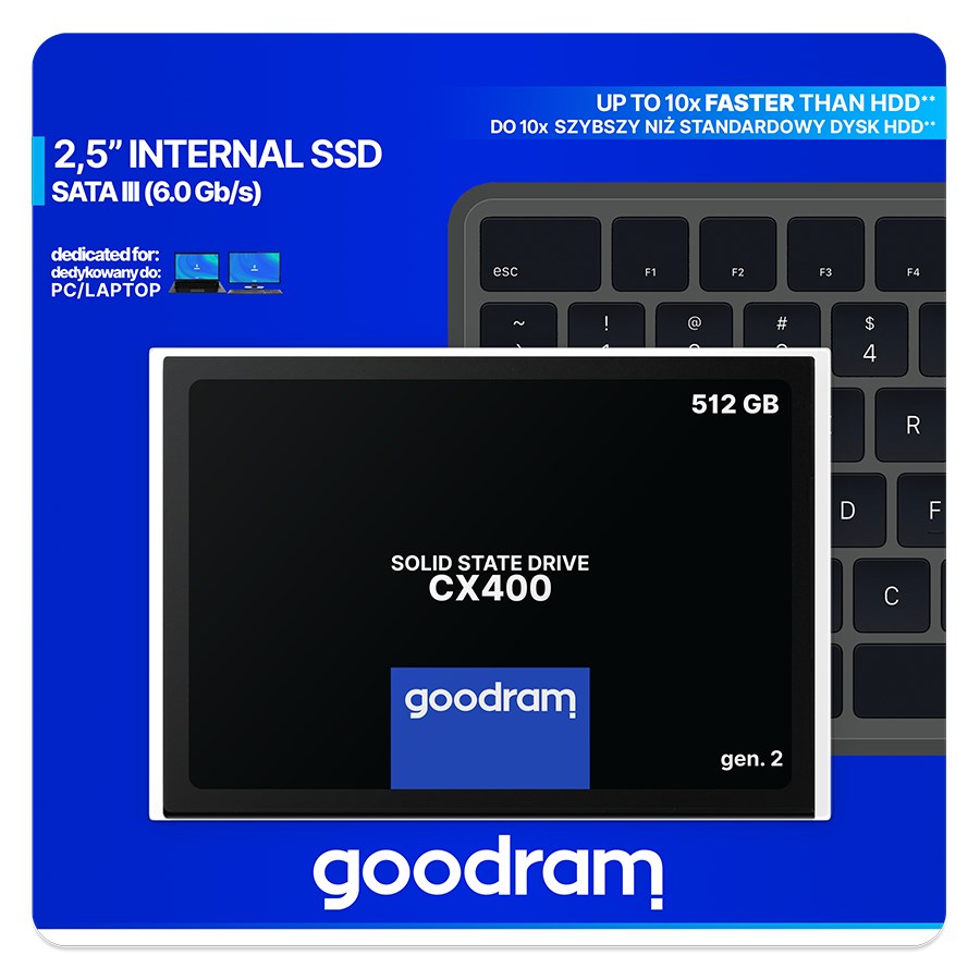 Disk SSD GOODRAM CX400 gen.2, 2.5", 512GB, 3D TLC NAND, i zi