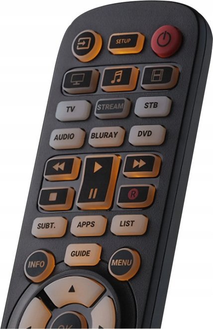 Telekomandë universale One For All Essential 6-way, 6 në 1, ndriçim i plotë, e zezë