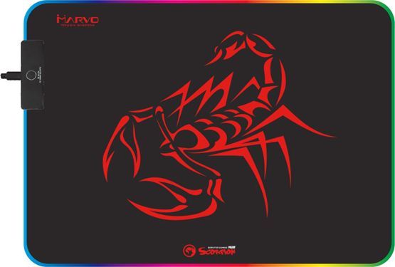 Mauspad Marvo MG08 RGB, M, i kuq