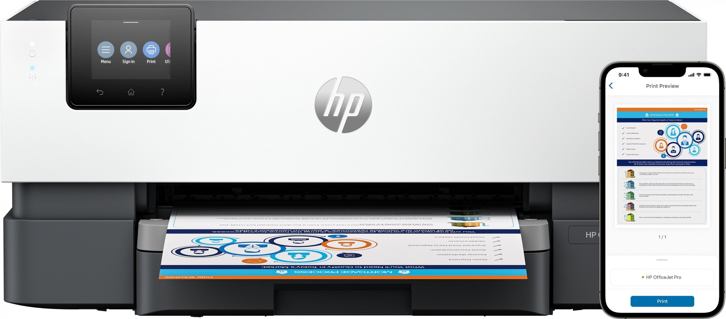 Printer inkjet HP OfficeJet Pro 9110b, ngjyrë, wireless, i bardhë