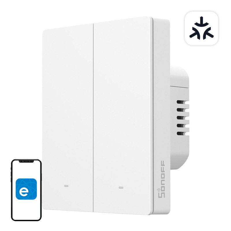 Çelës muri smart Sonoff M5 2C 80W, WiFi Matter, 2 kanale, i bardhë