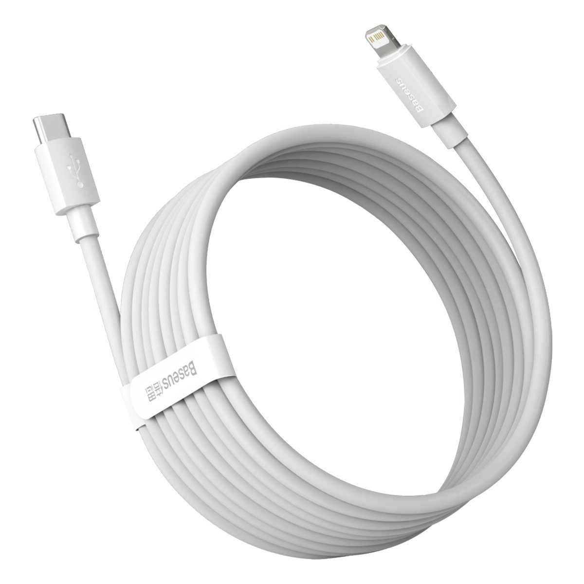Kabllo karikimi Baseus USB C në Lightning, 150cm, Power Delivery 20W, e bardhë