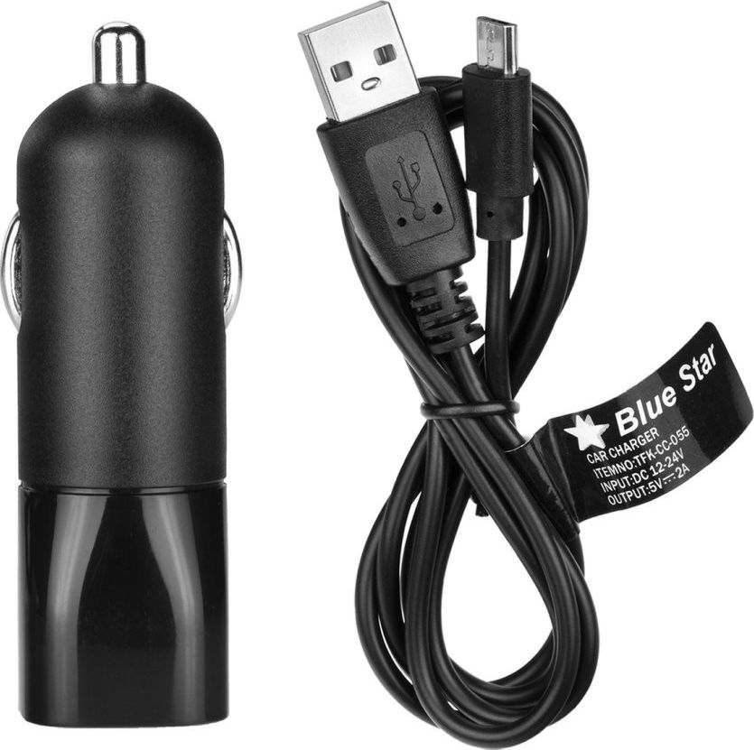 Полнач за автомобил Blue Star, 1x USB A, 2A, црн