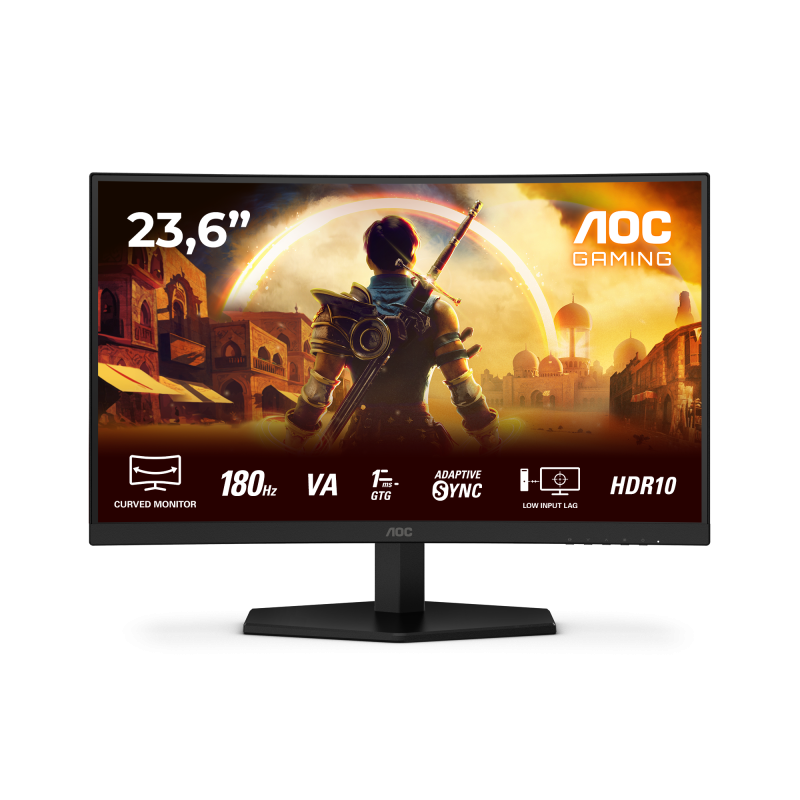 Monitor gaming AOC G4 C24G42E, 23.6", Full HD, 180Hz, i zi e kuqe