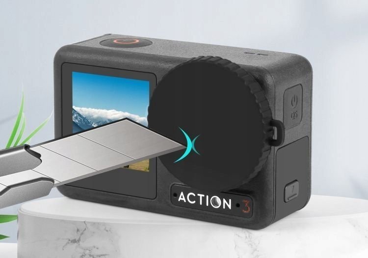 Kapak mbrojtës lente Puluz PU996B për DJI Osmo Action 3 4, plastik, i zi