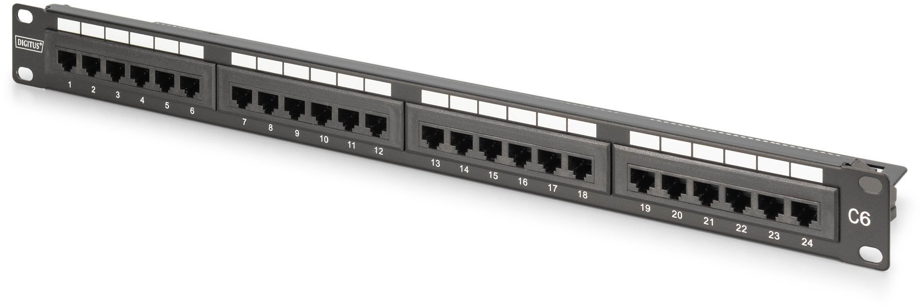 Пач панел Digitus CAT 6 Class E, 24 порти, 19\", неекраниран