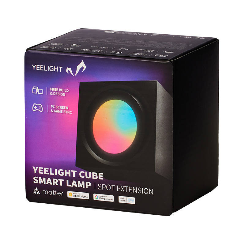 Llambë smart Yeelight Smart Cube YLFWD-0005, RGB, kompatibil me Matter, e zezë