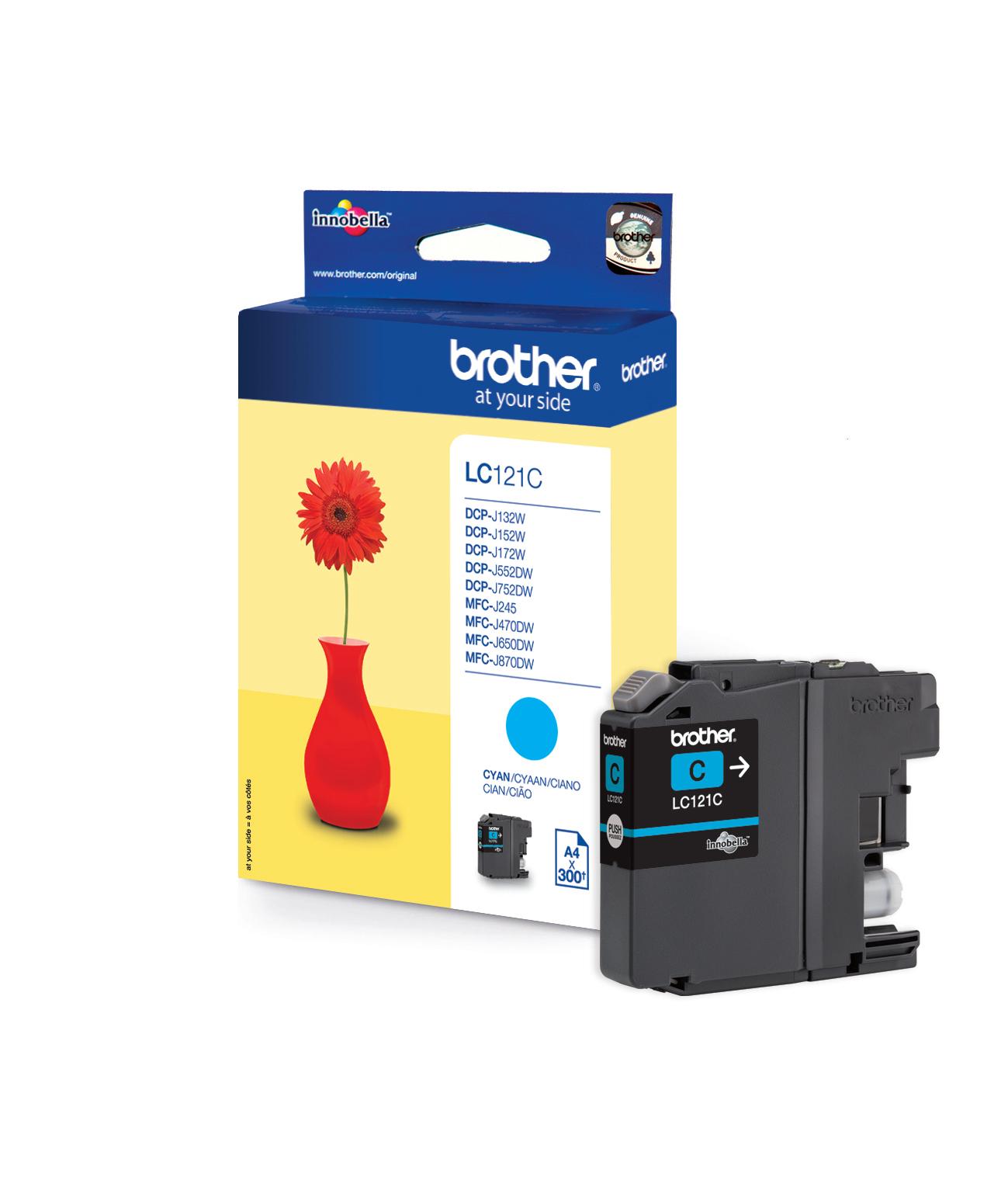 Ngjyrë për printer Brother LC-121C, 300 faqe, e kaltër