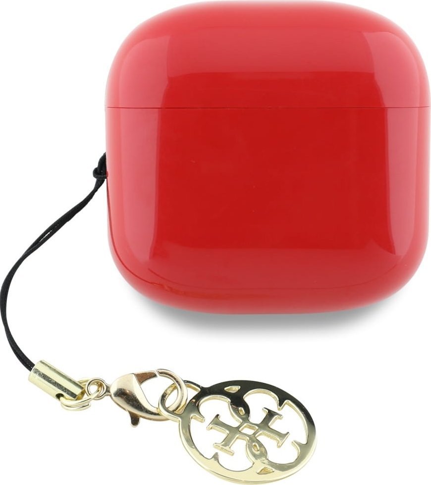 Kарактеристични слушалки без жици Guess Glossy Effect Printed Classic, Bluetooth 5.4, IPX5, црвени