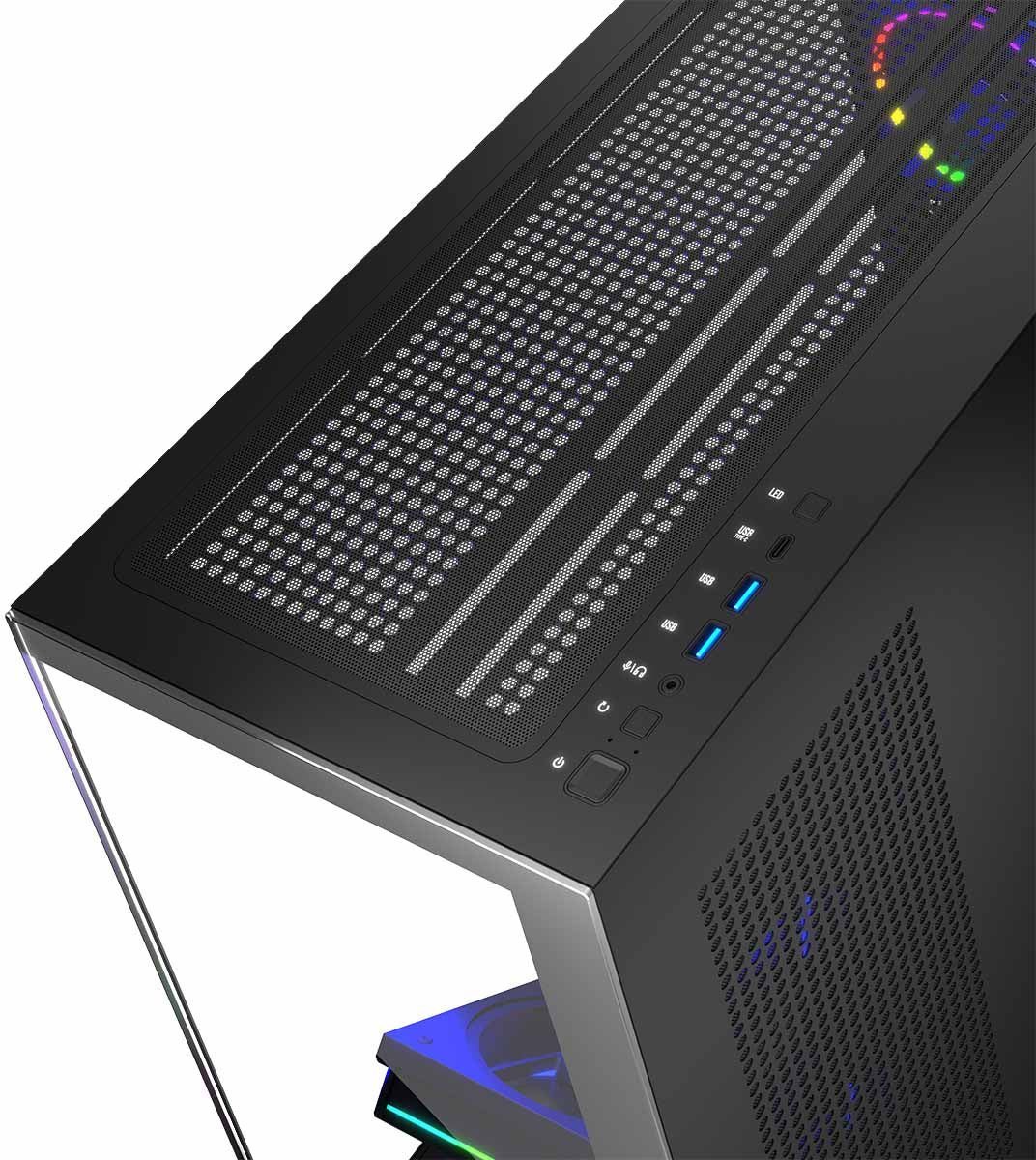 Kase kompjuteri Modecom Stellar 5F ARGB 10, xham i temperuar, 5 ventilatorë ARGB, e zezë