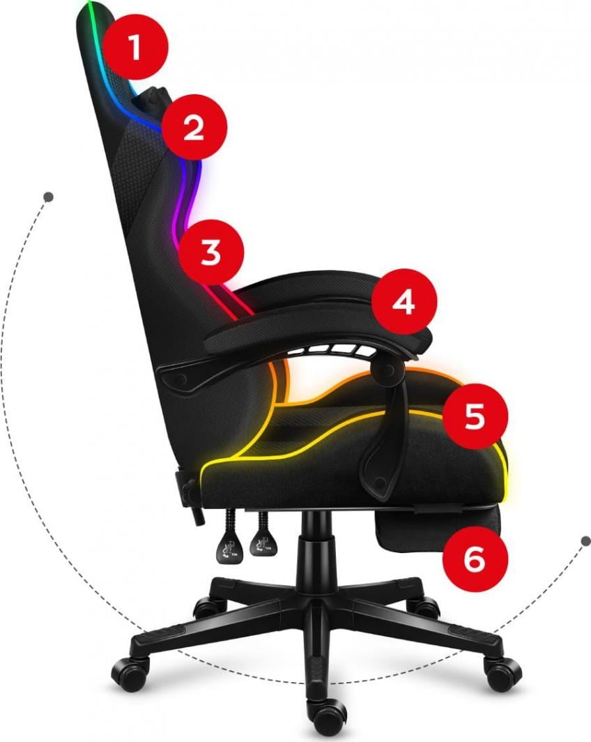[OUTLET] Karrige Huzaro Force 4.7 RGB, e zezë