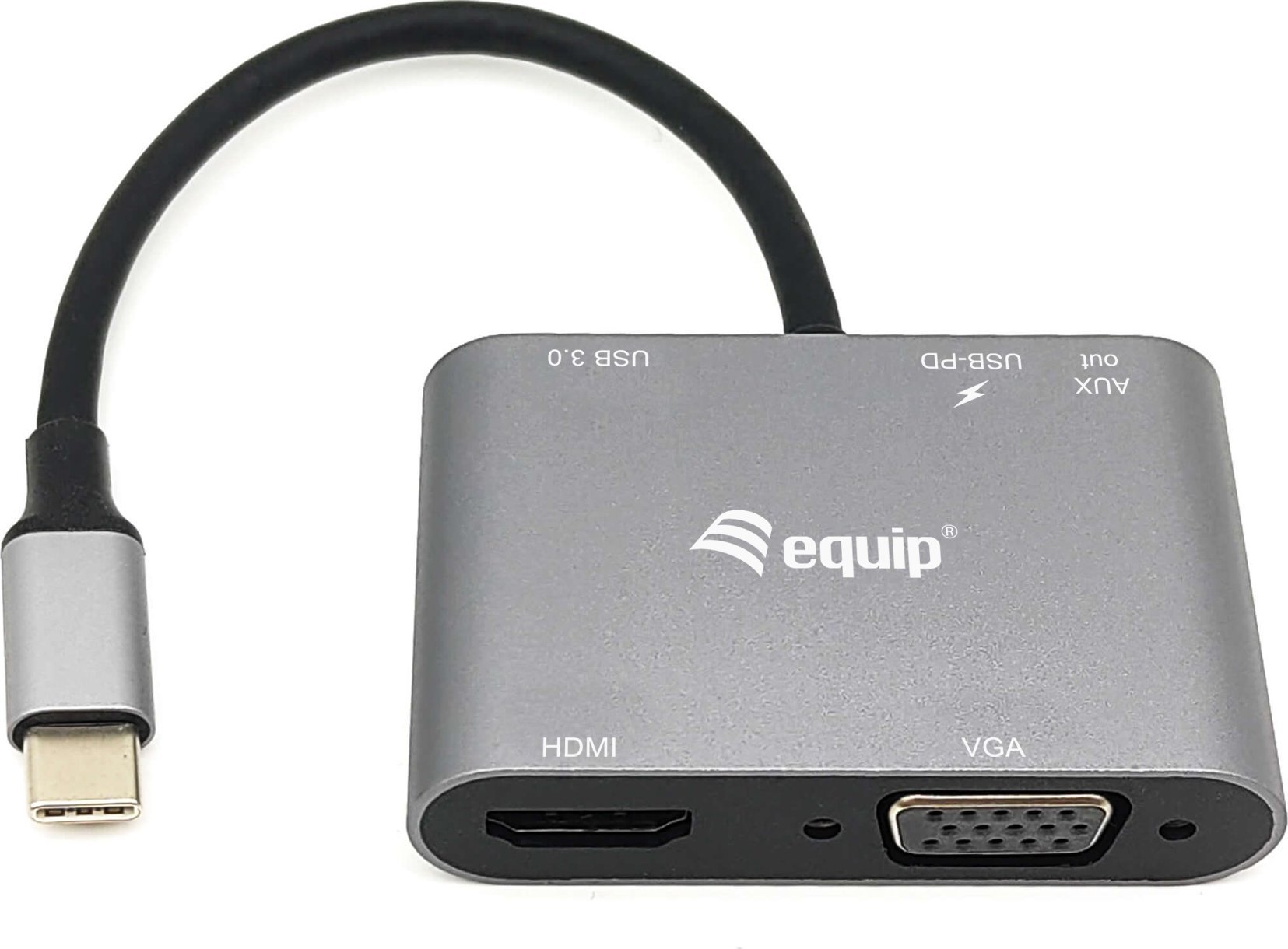 Adaptues USB C Equip 5 in 1, HDMI VGA USB 3.0 AUX PD, gri