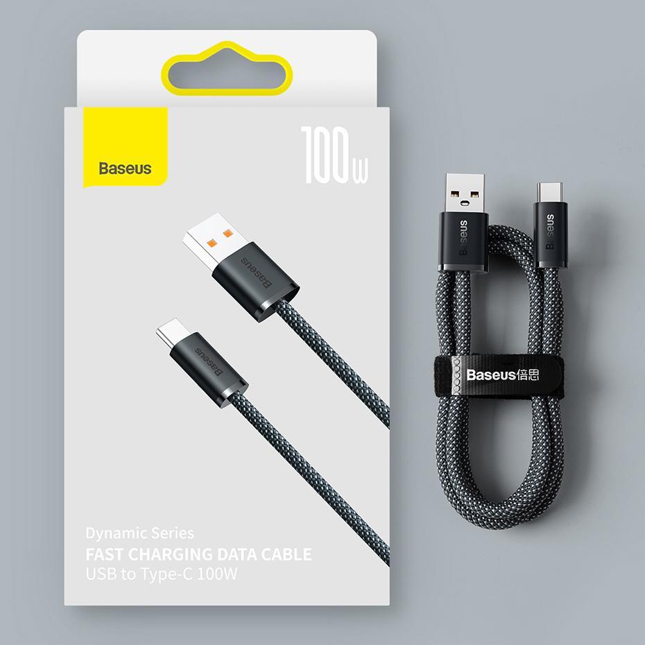 Kabllo USB Baseus CALD000702, USB-A në USB-C, 2 m, 100 W, e bardhë