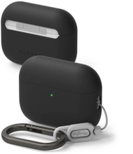 Kuti mbrojtëse Ringke Silicone për Apple AirPods Pro 3, me karabinë, e zezë