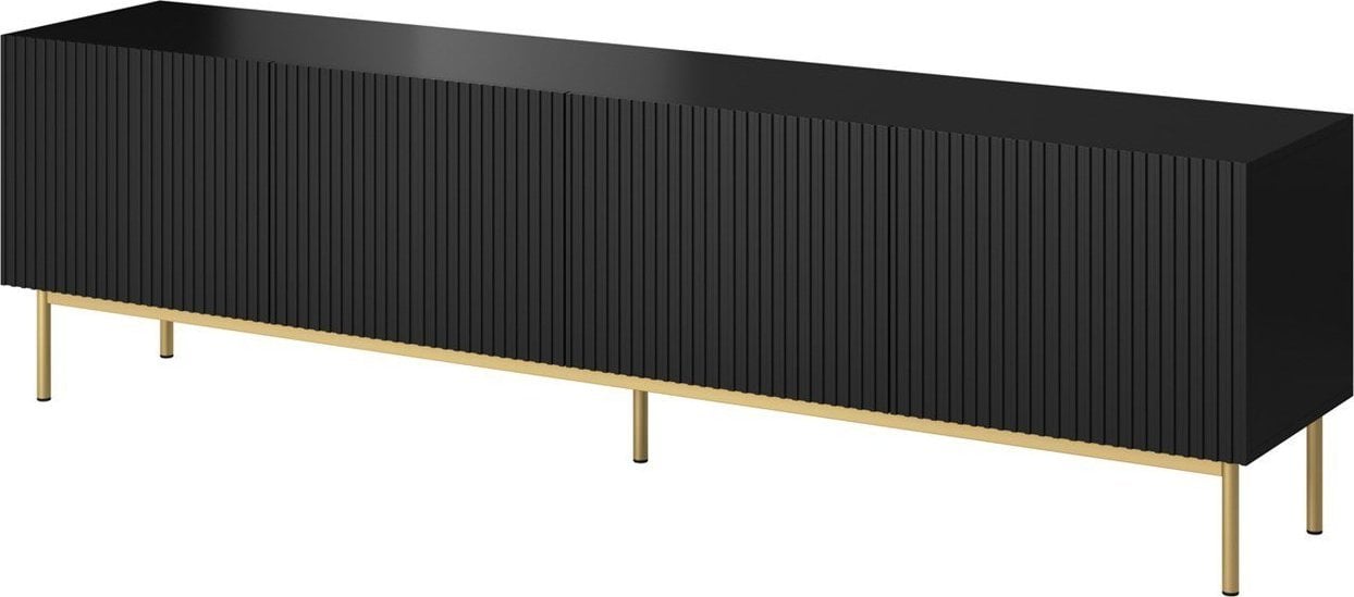 Dollap TV PAFOS, 200x40x60 cm, kornizë çeliku ngjyrë ari, i zi mat