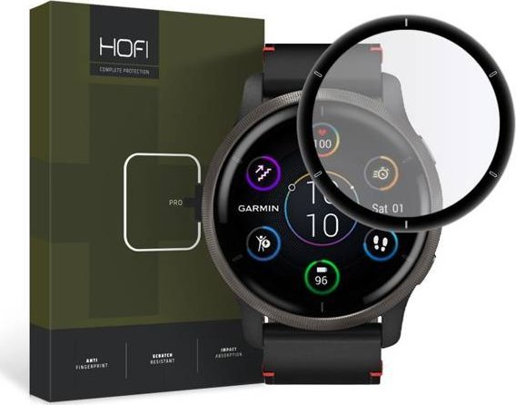 Mbrojtës ekrani Hofi Hybrid Pro+ për Garmin Venu 2, 0.28mm, xham hibrid, i zi