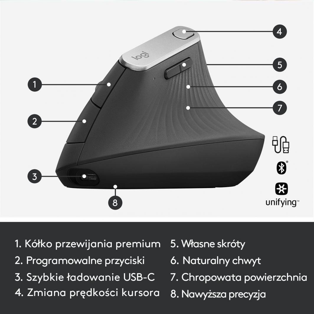 Глувче Logitech MX Vertical (910-005448), црно