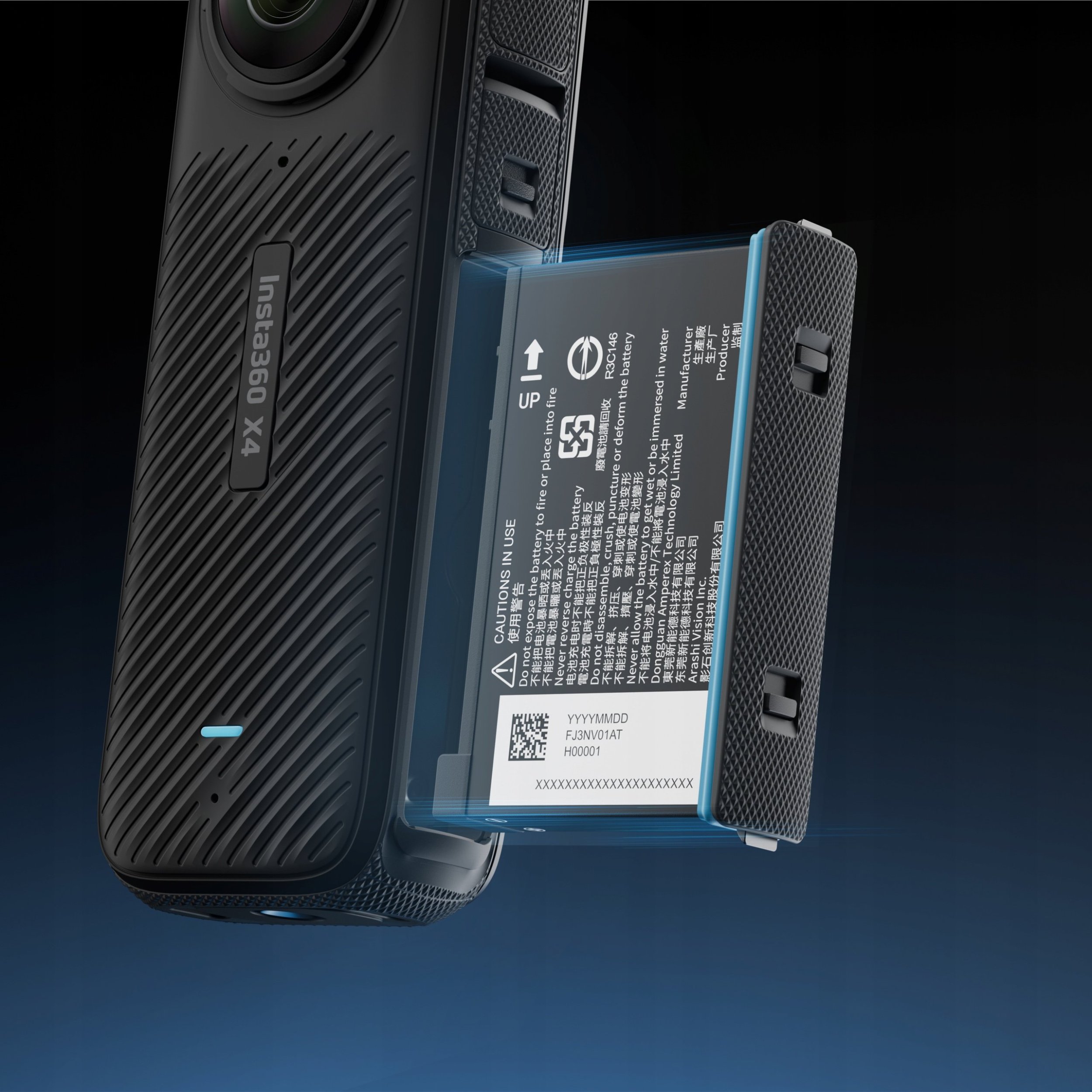 Bateri për kamera Insta360 X4, 2290mAh, me kuti ruajtëse, e zezë