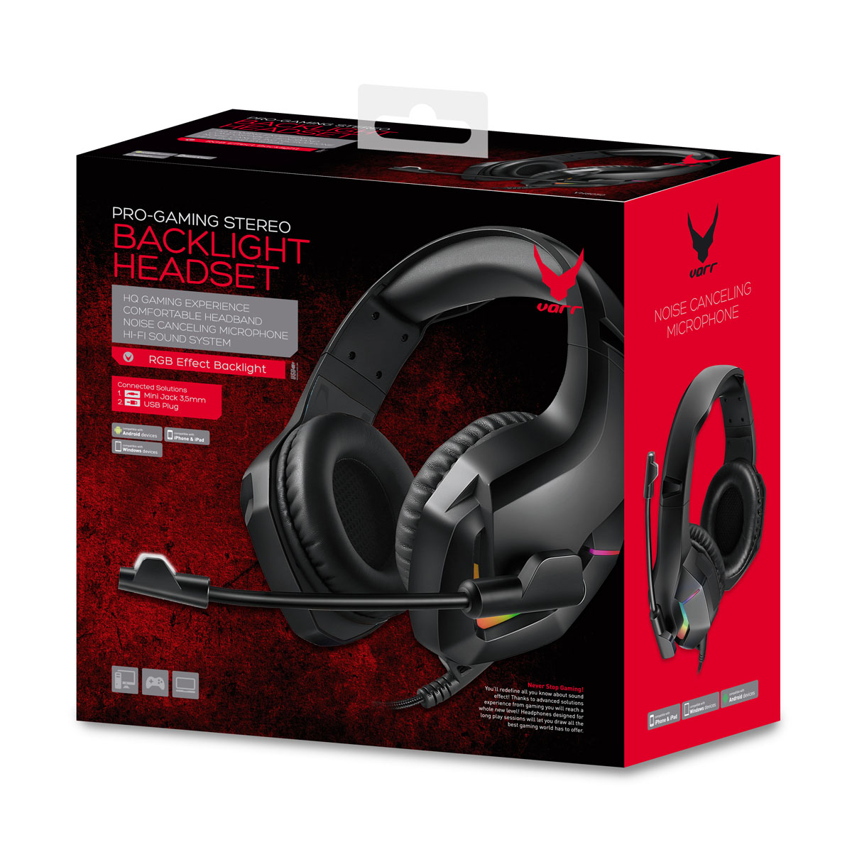 [OUTLET] Kufje gaming Varr VH8050, RGB Mic, të zeza				