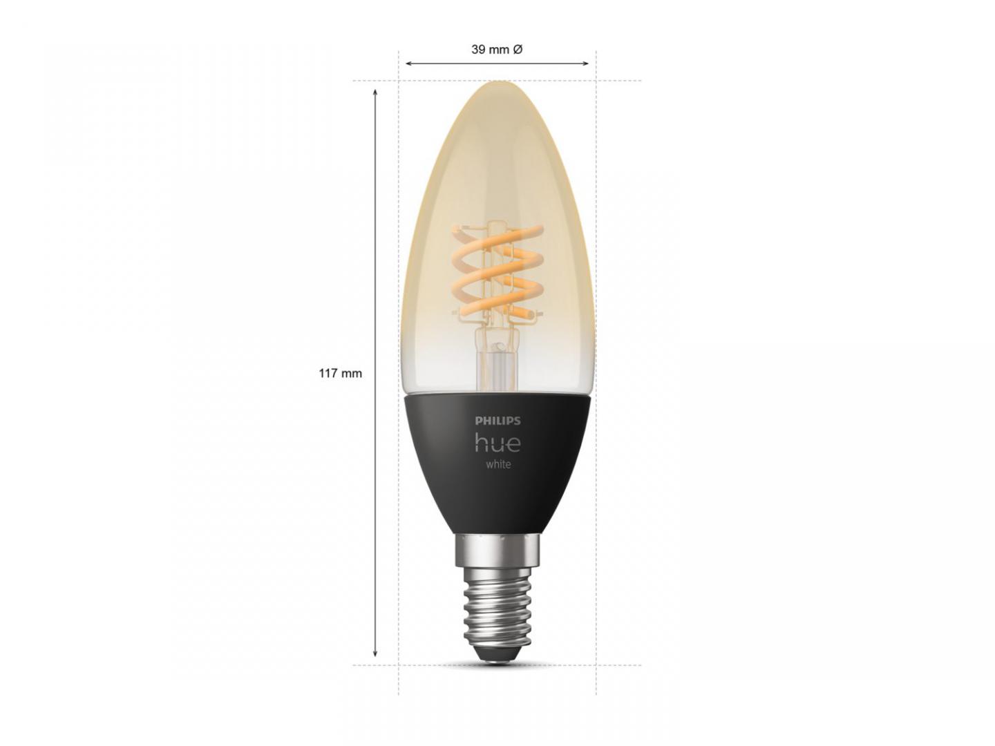 Llambë inteligjente Philips Hue White Filament, LED E14, me Bluetooth, dritë e ngrohtë