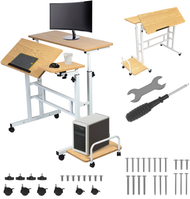 Tavolinë mobile Maclean MC-124 W, rregullim lartësie 67-115cm, 80x60cm, e bardhë
