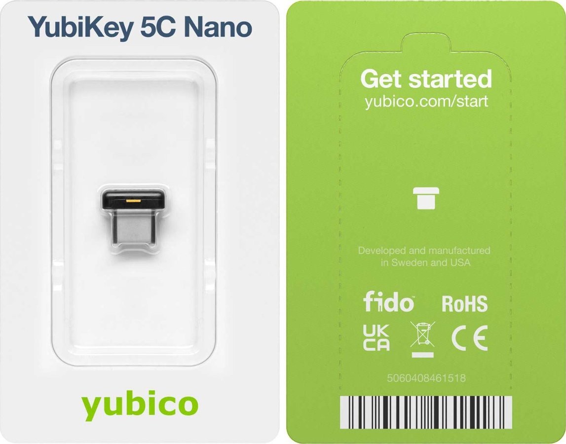 Çelës fizik sigurie Yubico YubiKey 5C Nano, e zezë