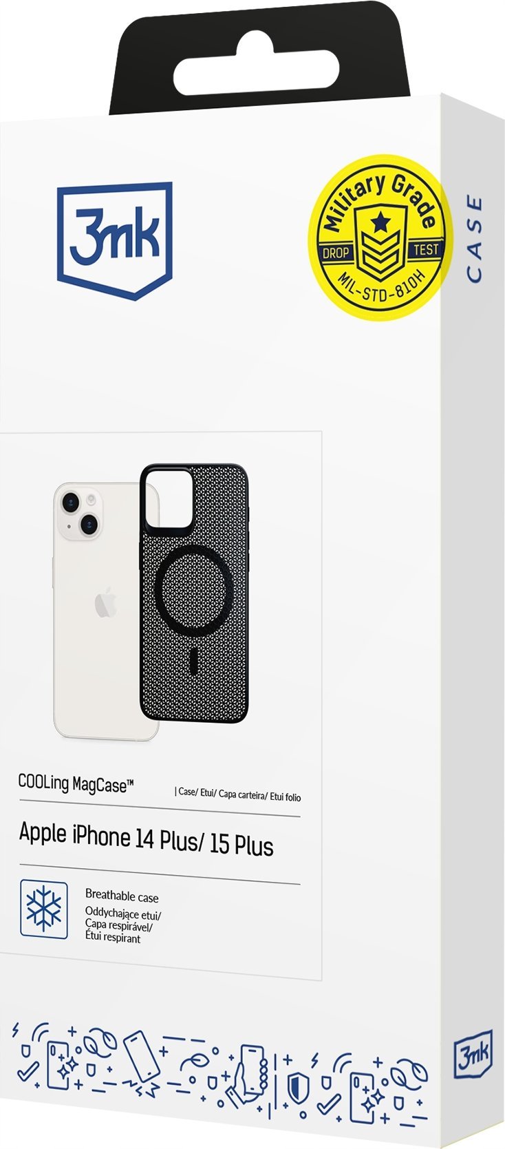 Këllëf 3MK COOLing MagCase për iPhone 14 Plus 15 Plus, MagSafe, rrjetë, transparent