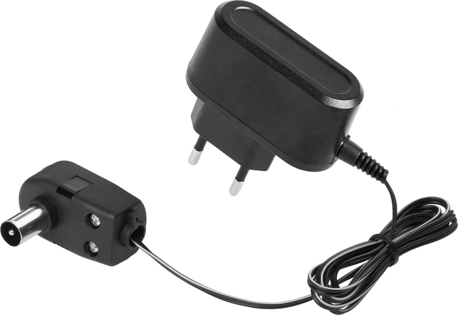 Furnizues energjie për antenë TV DVB T2, 12V 100mA, kabllo 1m, i zi