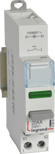 Telekomandë Legrand 412 920, buton komandues N O, LED i gjelbër, gri