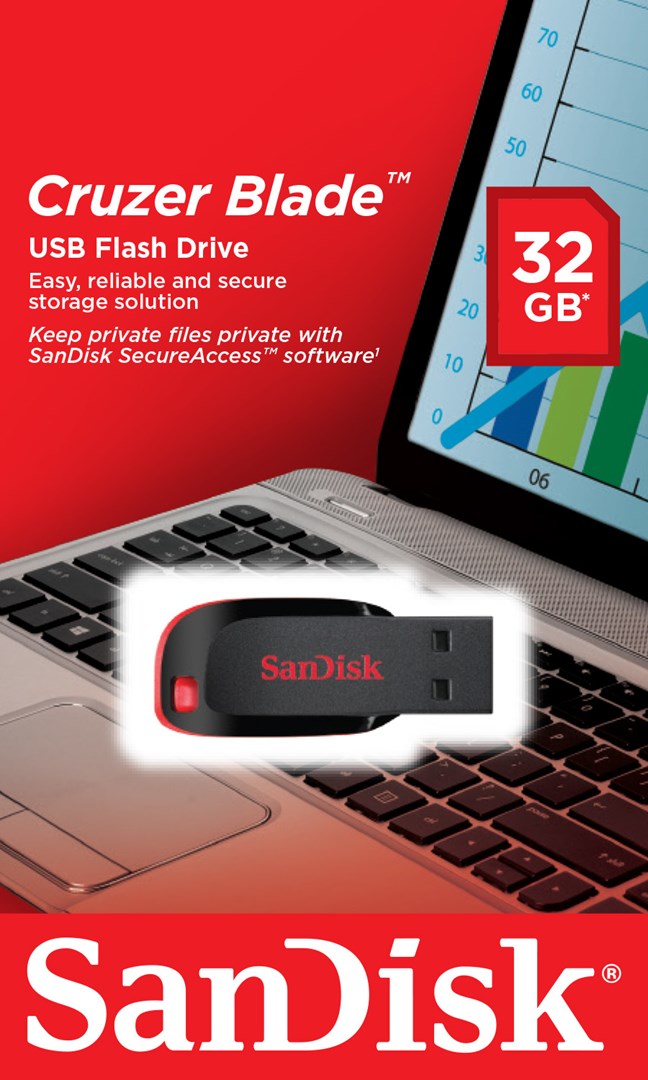 USB SanDisk Cruzer Blade, 32 GB, USB Type-A